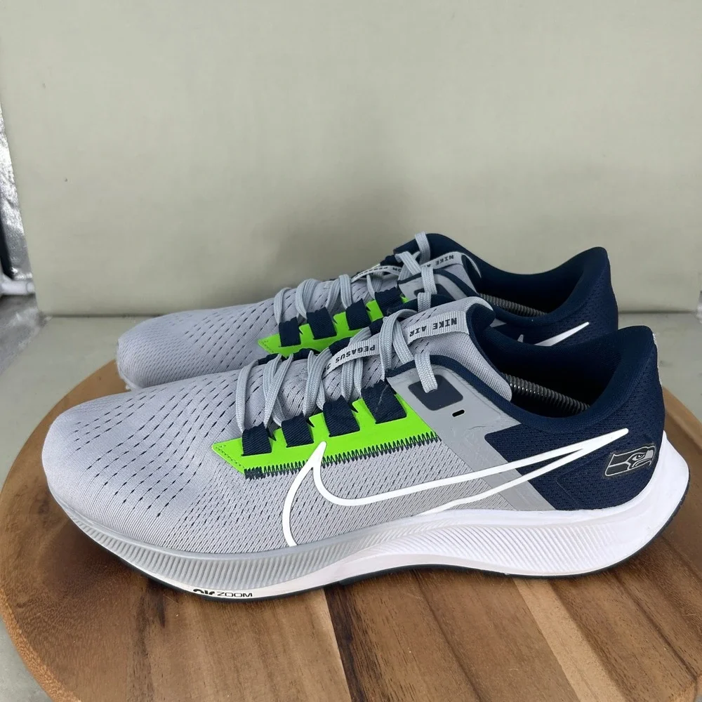 Nike Air Zoom Pegasus 38 Seattle Seahawks Wolf Grey Navy DJ0854-001 Mens 14